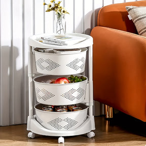 1pc Prateleiras E Prateleiras Para Transporte E Armazenamento De Alimentos Comerciais, Suporte De Armazenamento Circular Multicamadas Rotativo, Armazenamento Prático E Comercial De Vegetais E Frutas Com Rodas