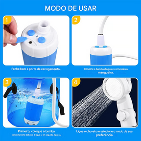 Chuveiro Elétrico Portátil para Acampamento ao Ar Livre