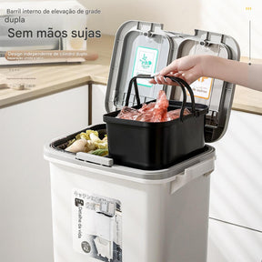 42l Lixo Da Cozinha Pode Dobrar Lixo Lata 3 Buckets Internos