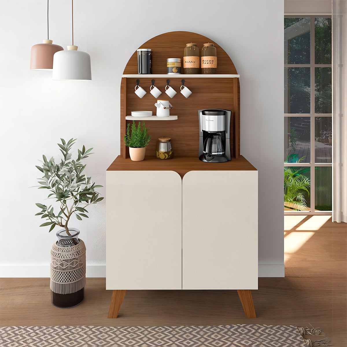 Balcão Para Café Artely Viena, 80 Cm, Cedro Off White