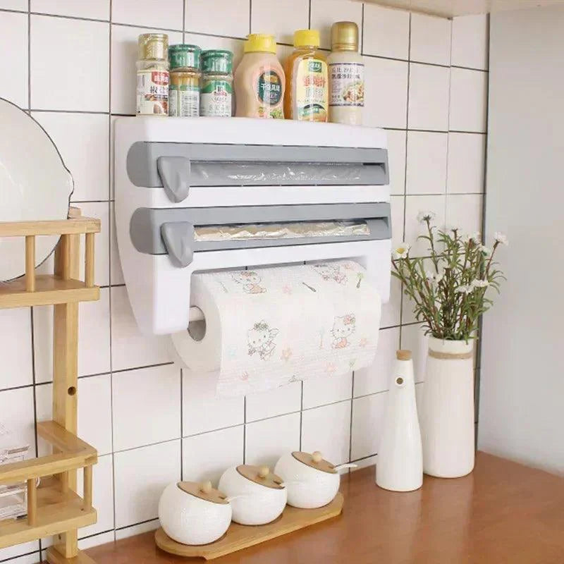 Organizador de Rolos Com Suportes e Cortador Integrado / Organização e Praticidade Sem Furos na Sua Cozinha!