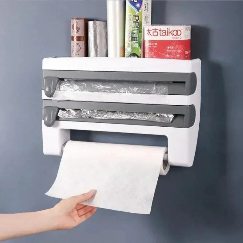Organizador de Rolos Com Suportes e Cortador Integrado / Organização e Praticidade Sem Furos na Sua Cozinha!