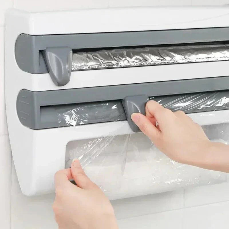 Organizador de Rolos Com Suportes e Cortador Integrado / Organização e Praticidade Sem Furos na Sua Cozinha!