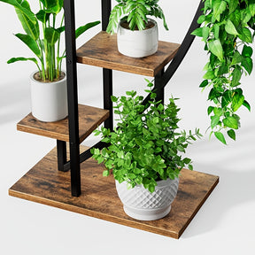 2pcs Suportes para Plantas Internas em Forma de Meia-Lua de 63" com Luzes de Crescimento de Espectro Completo - Prateleiras de Metal Multiníveis para Plantas, Decoração & Mais - Marrom & Preto