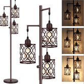 Lâmpada de Chão Estilo Fazenda de 68 Polegadas (Aprox. 172.7cm), Lâmpada de Chão Industrial Regulável para Sala de Estar, 3 Lâmpadas Verticais Simples Altas Incluindo 3 Lâmpadas E26 de 6W, Lâmpada de Chão em Forma de Árvore para Quarto, Escritório, Bar, M