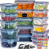 48 Peças de Caixas para Conservação (24 Tampa + 24 Recipientes), Reutilizáveis, Impermeáveis, Uso em Micro-ondas e Lava-louças, Ideal para Frutas, Legumes, Grãos de Café Seco, Açúcar, Restaurante, Cozinha, Transporte de Alimentos - Tubs