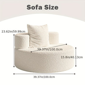 Sofá preguiçoso, poltrona de lazer com almofada, fácil de mover poltrona moderna de leitura de veludo teddy, sofá redondo de alta elasticidade, adequado para quarto, sala de lazer, hotel, sala de estar