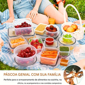 48 Peças de Caixas para Conservação (24 Tampa + 24 Recipientes), Reutilizáveis, Impermeáveis, Uso em Micro-ondas e Lava-louças, Ideal para Frutas, Legumes, Grãos de Café Seco, Açúcar, Restaurante, Cozinha, Transporte de Alimentos - Tubs
