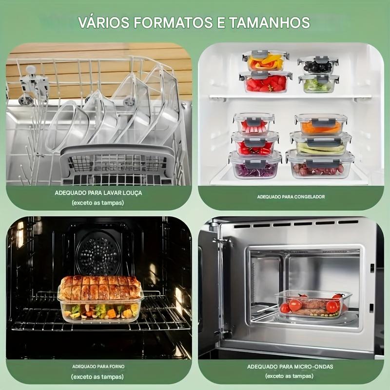 Kit 12 Potes Herméticos de Vidro