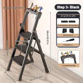 Escada Dobrável Multifuncional Espessada, 3-níveis/4-níveis + 1 Ano de Garantia