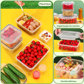 48 Peças de Caixas para Conservação (24 Tampa + 24 Recipientes), Reutilizáveis, Impermeáveis, Uso em Micro-ondas e Lava-louças, Ideal para Frutas, Legumes, Grãos de Café Seco, Açúcar, Restaurante, Cozinha, Transporte de Alimentos - Tubs