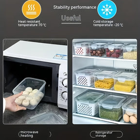 9peças Caixa de armazenamento de alimentos para frigorífico com tampa, caixa de armazenamento fresca selada multifuncional para frutas e legumes, caixa de drenagem e caixa de armazenamento para frigorífico, caixa de armazenamento para frigorífico de cozin