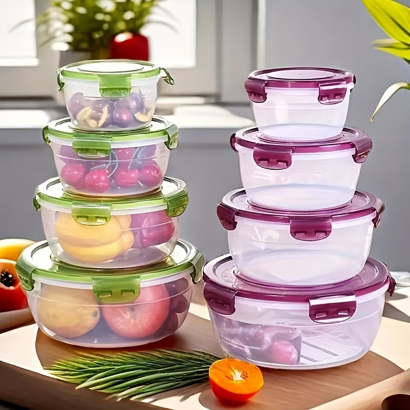 Conjunto de Recipientes para Armazenamento de Alimentos com Tampas para 4, Tigelas de Mistura de Plástico, Recipientes de Armazenamento Herméticos, Empilháveis, à Prova de Vazamentos e Reutilizáveis para Cozinha, Livres de BPA, Seguros para Micro-ondas, C