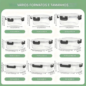 Kit 12 Potes Herméticos de Vidro
