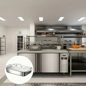 Conjunto de 2 ou 1 Panelas para Grelhar em Aço Inoxidável e Ferro Retangulares com Tampas, Alças, Para Assar, Servir, Antiaderente, Uso Doméstico e Comercial, Restaurante, Acampamento, Utensílios de Cozinha, Laváveis na Máquina de Louça - Essenciais da Co